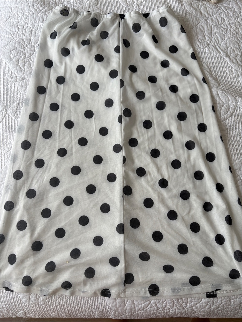 SHEIN White A-Line Midi Skirt with Black Polka Dots